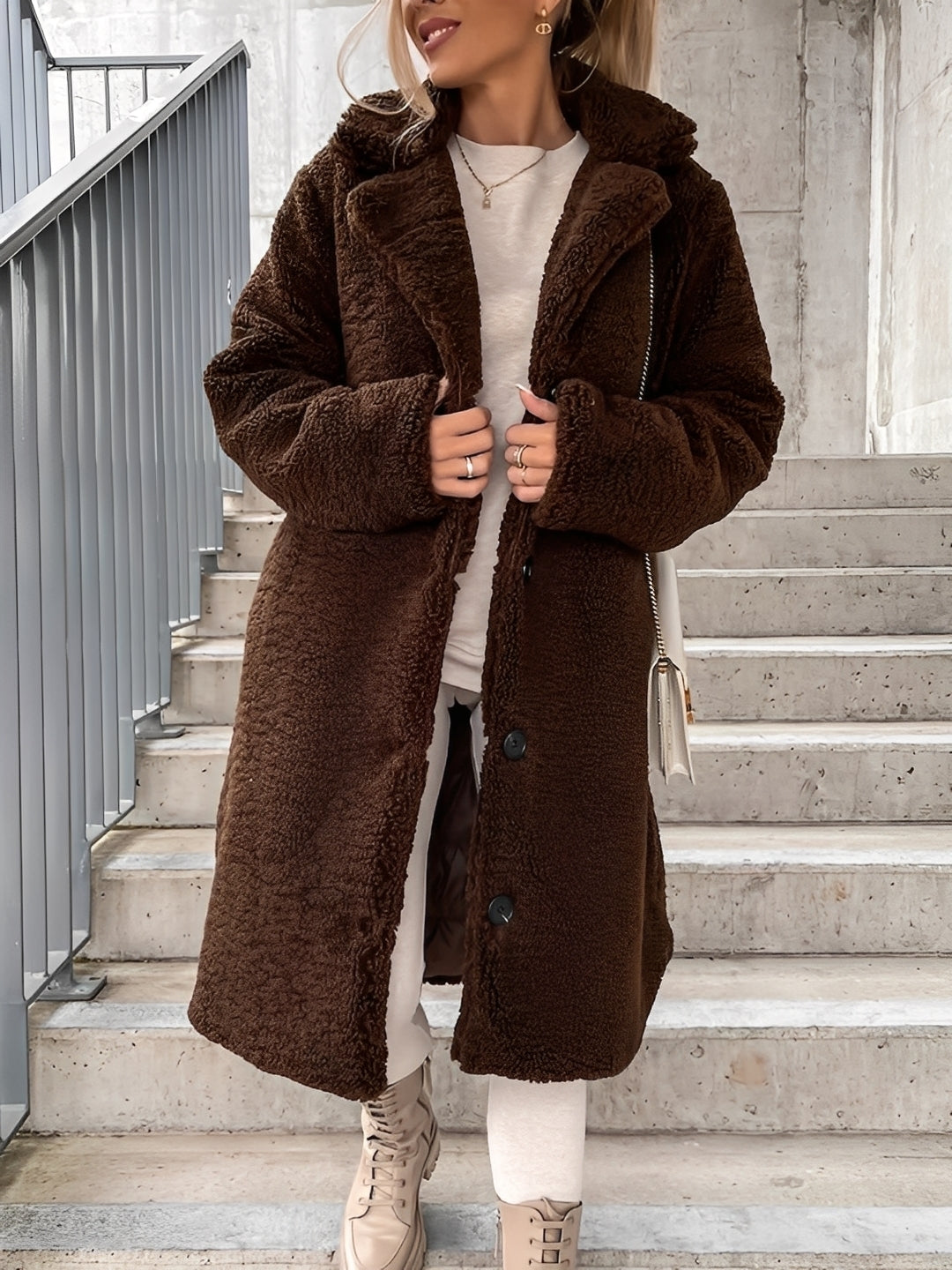 Olive Veste Femme en Polaire Manteau Hiver Doux et Chaud avec Coupe Moderne et Féminine, vue 3
