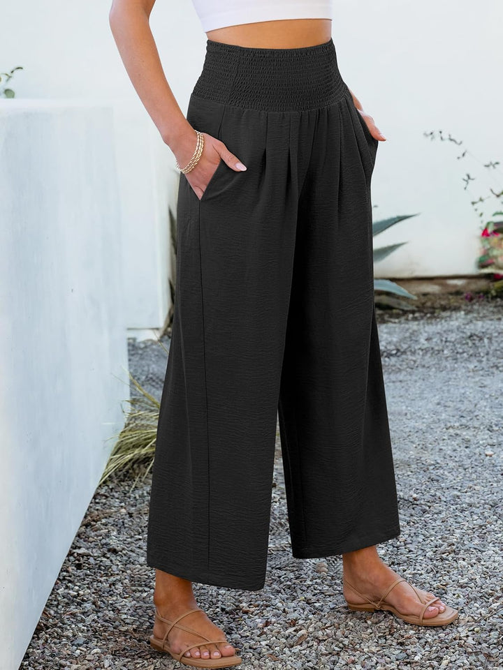 Roxanne Pantalon Femme Palazzo Large Taille Haute Fluide & Poches Été, vue 6