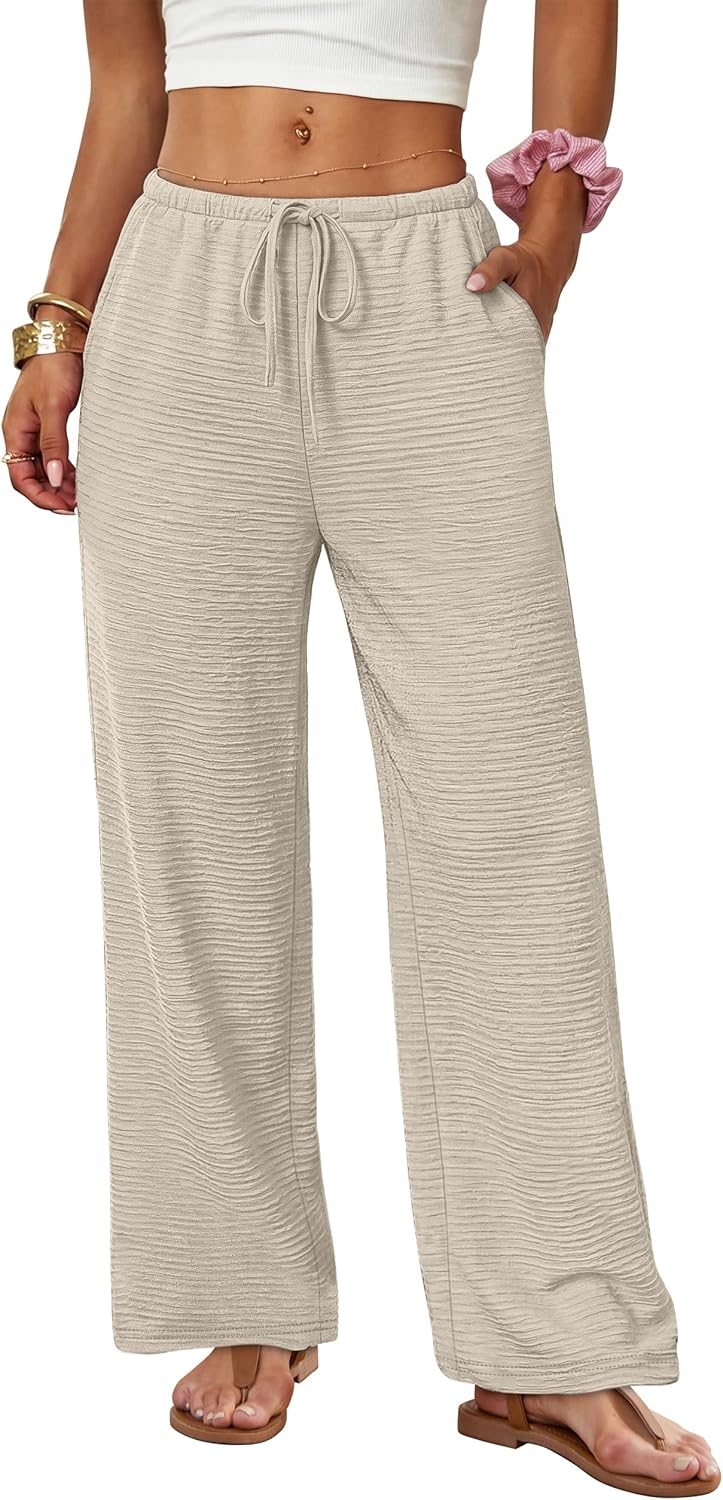 Norleen Pantalon Femme Palazzo Large Taille Haute Cordon & Poches Été, vue 2