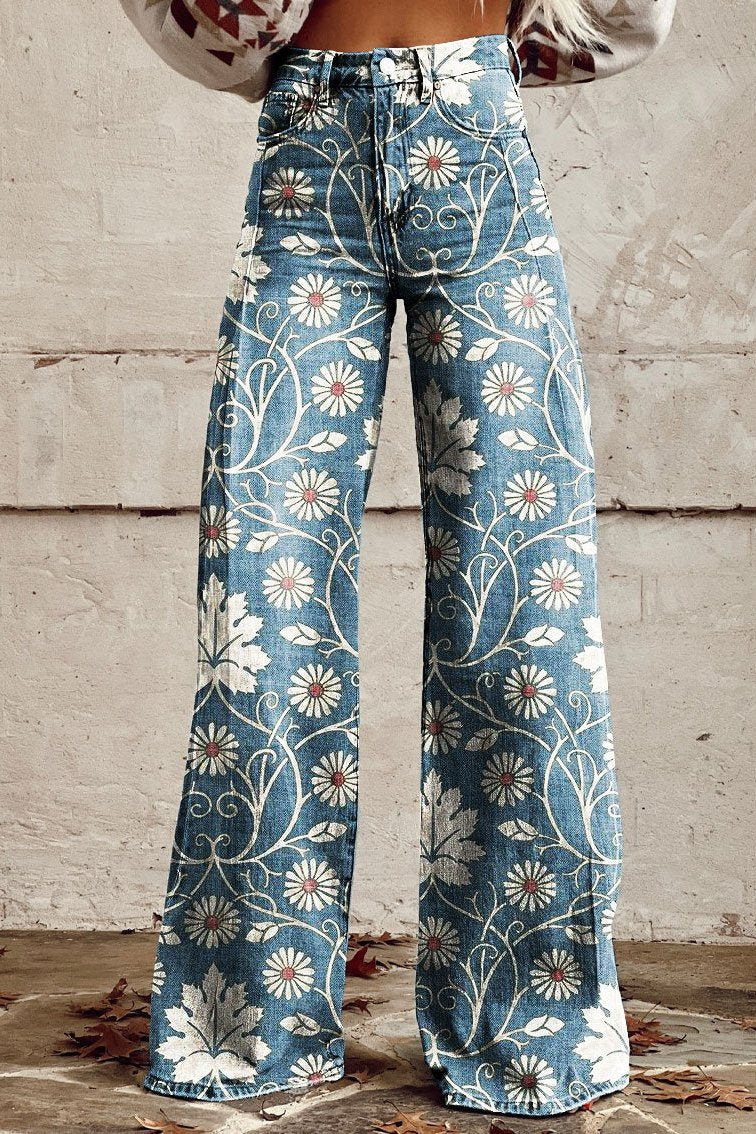 Pantalon Alina Femme Style Boho Vintage Pantalon Large Aéré avec Imprimés Bohèmes Tendance, vue 2