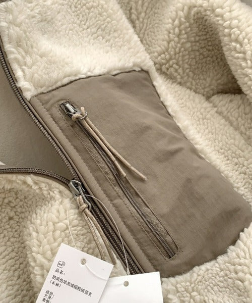 Lily Manteau Teddy Femme Veste Chaude avec Col Haut, Poches Zippées & Coupe Décontractée, vue 16