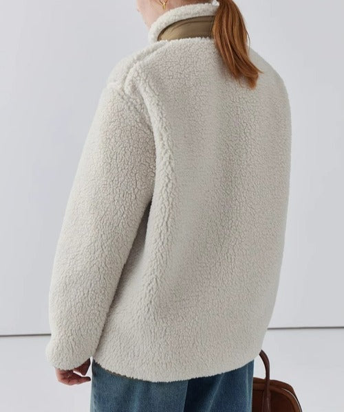 Lily Manteau Teddy Femme Veste Chaude avec Col Haut, Poches Zippées & Coupe Décontractée, vue 3