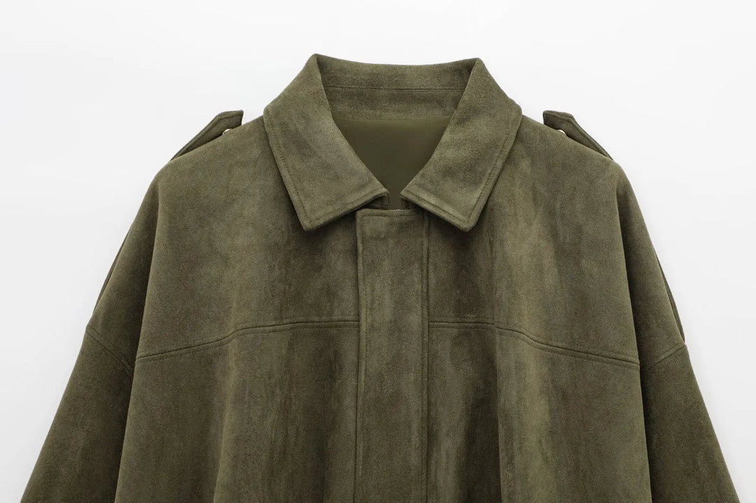 Isla Veste Femme en Daim Blouson Oversize Élégant avec Coupe Moderne & Confort Doux, vue 8