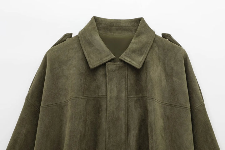 Isla Veste Femme en Daim Blouson Oversize Élégant avec Coupe Moderne & Confort Doux, vue 8