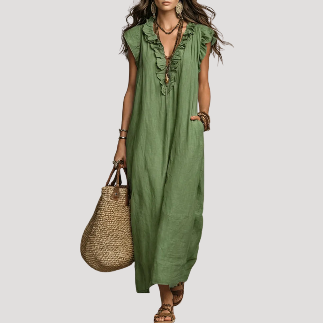 Sleeveless Ruffled Bohemian Maxi Dress
