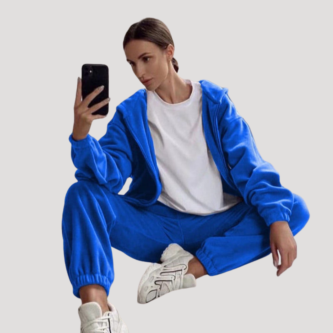 Ensemble Coordonné Femme Sweat à Capuche Zippé et Jogging