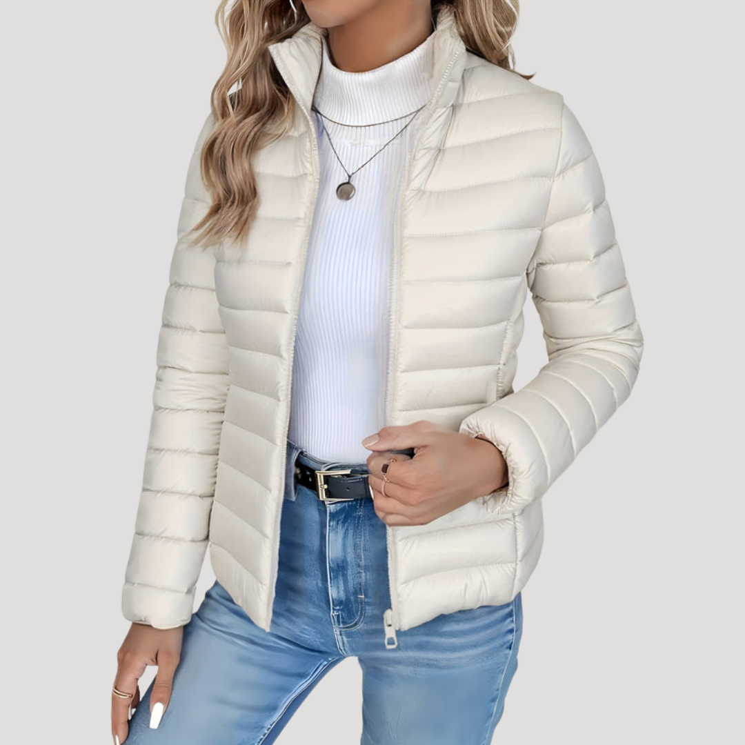 Agathe Veste Matelassée Femme Zippée avec Col Montant