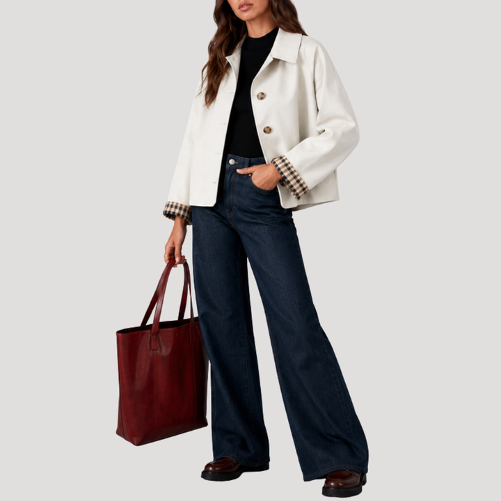 Garance Trench Court Femme à Carreaux Doublé