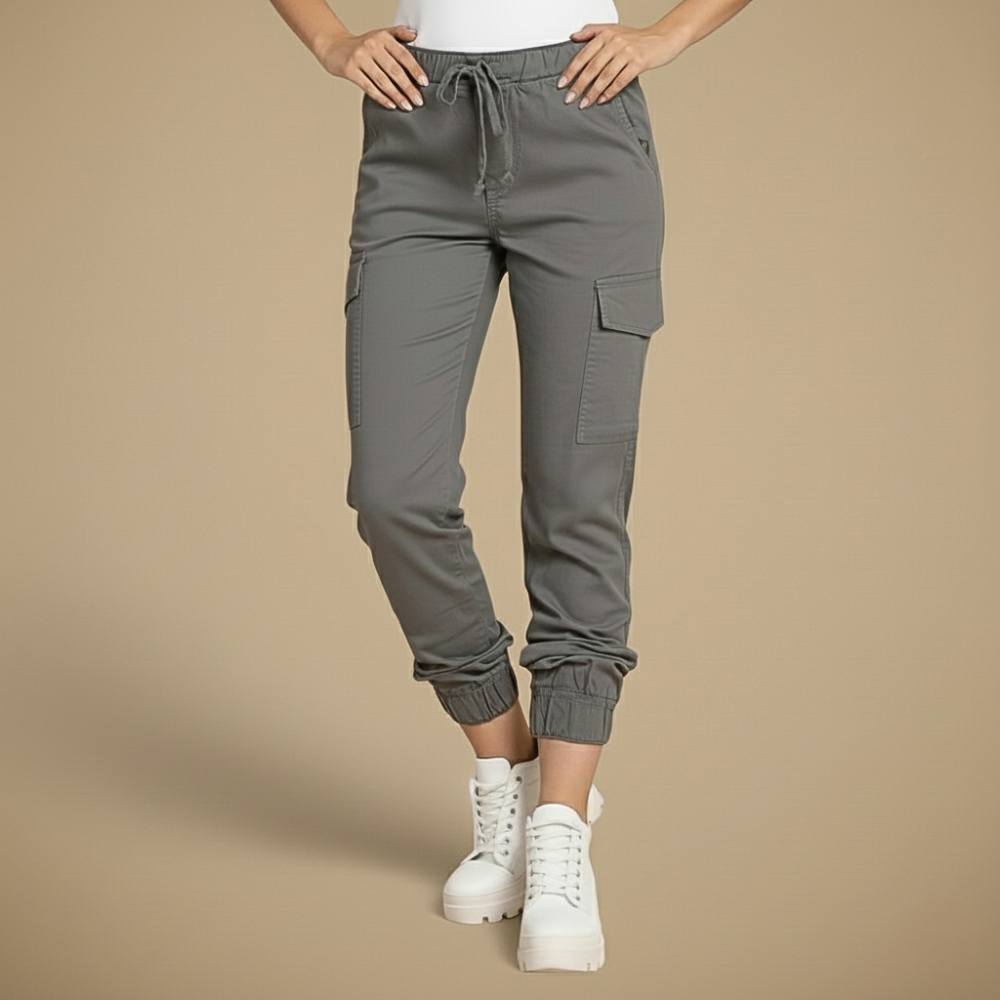 Kate Pantalon Cargo Jogging Femme Jogger Streetwear à Taille Élastique et Poches, vue 9