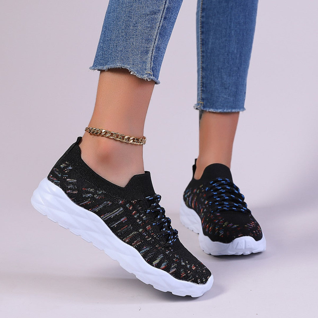 Naomi Ballerines Femme Chaussures en Maille Ajourée avec Lacets & Semelle Plate, vue 2