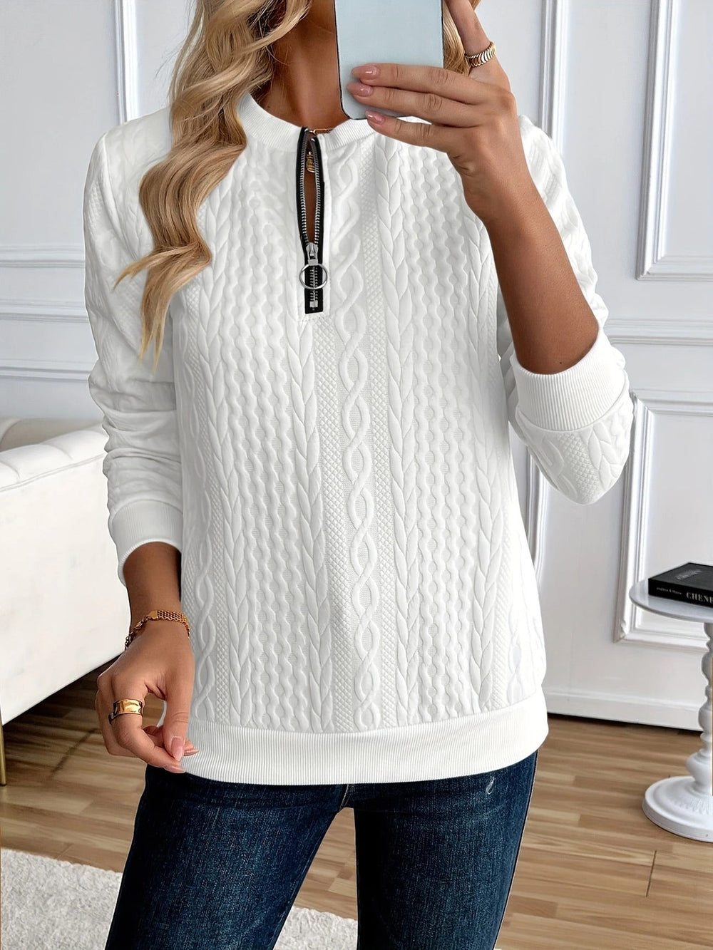 Sweat Zippé Texturé pour femme, vue 2