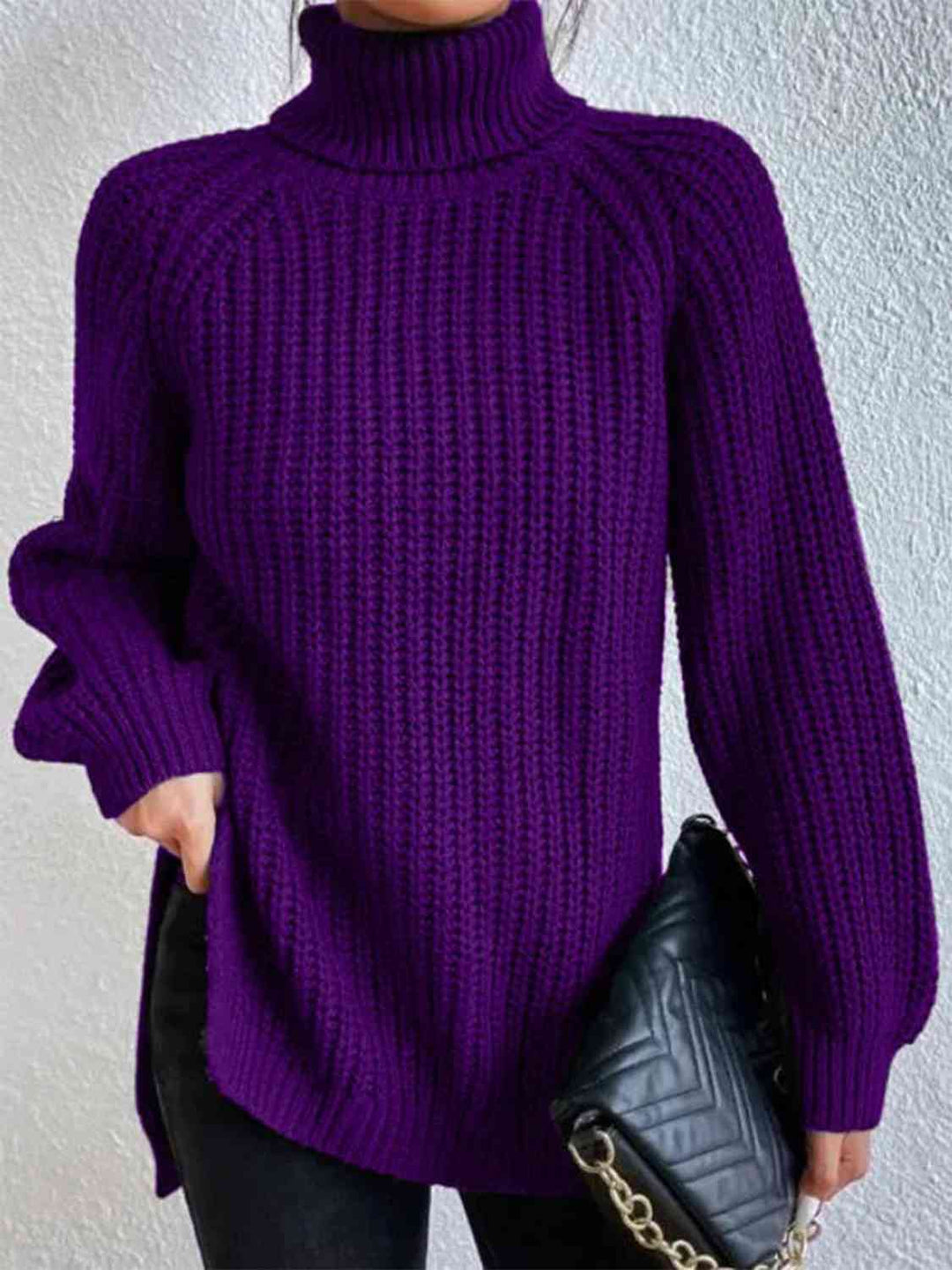 Angela Pull Femme Pull à Col Roulé Côtelé avec Fente Latérale Chic pour Automne/Hiver Élégant, vue 16