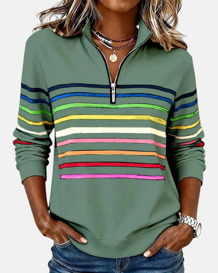 Pull Rayé à Fermeture Éclair pour femme, vue 7