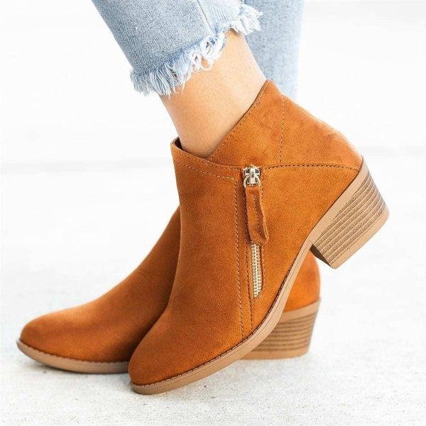 Maeve Bottes Femme à Plateforme en Daim Cuir Élégant, Confort Optimal & Fermeture Zip Latérale Pratique, vue 5