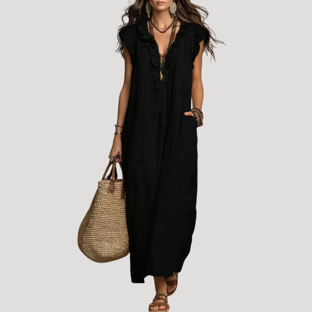 Sleeveless Ruffled Bohemian Maxi Dress
