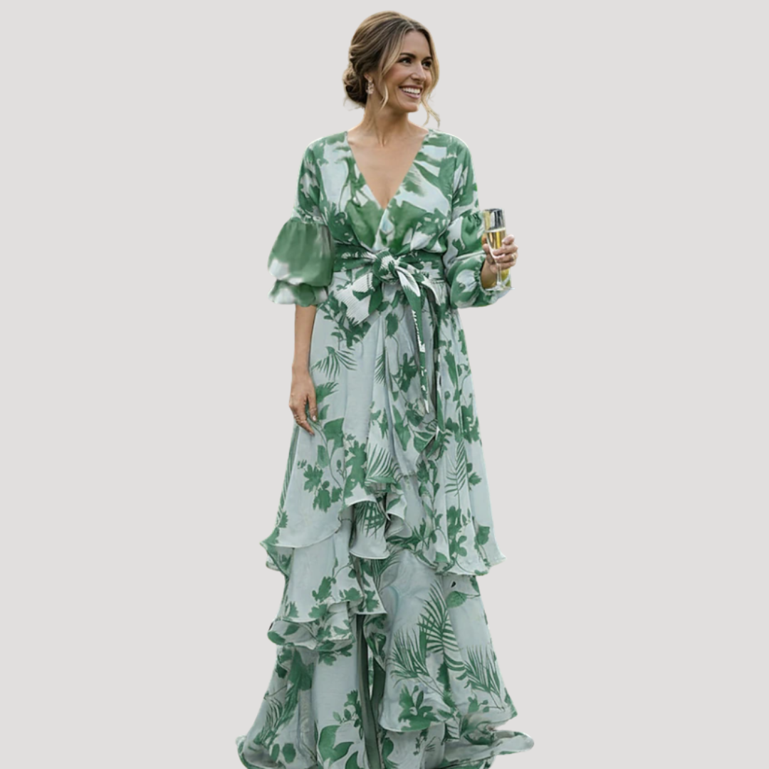 Robe Longue Fleurie Élégante Femme Pour Mariage