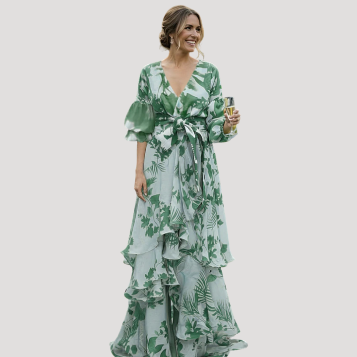 Robe Longue Fleurie Élégante Femme Pour Mariage