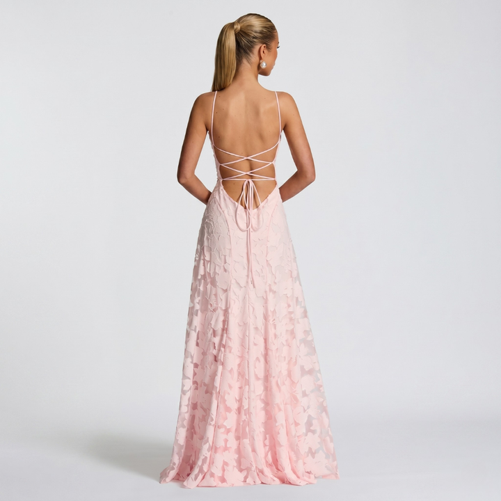 Robe Longue De Soirée Femme Évasée En Dentelle Élégante