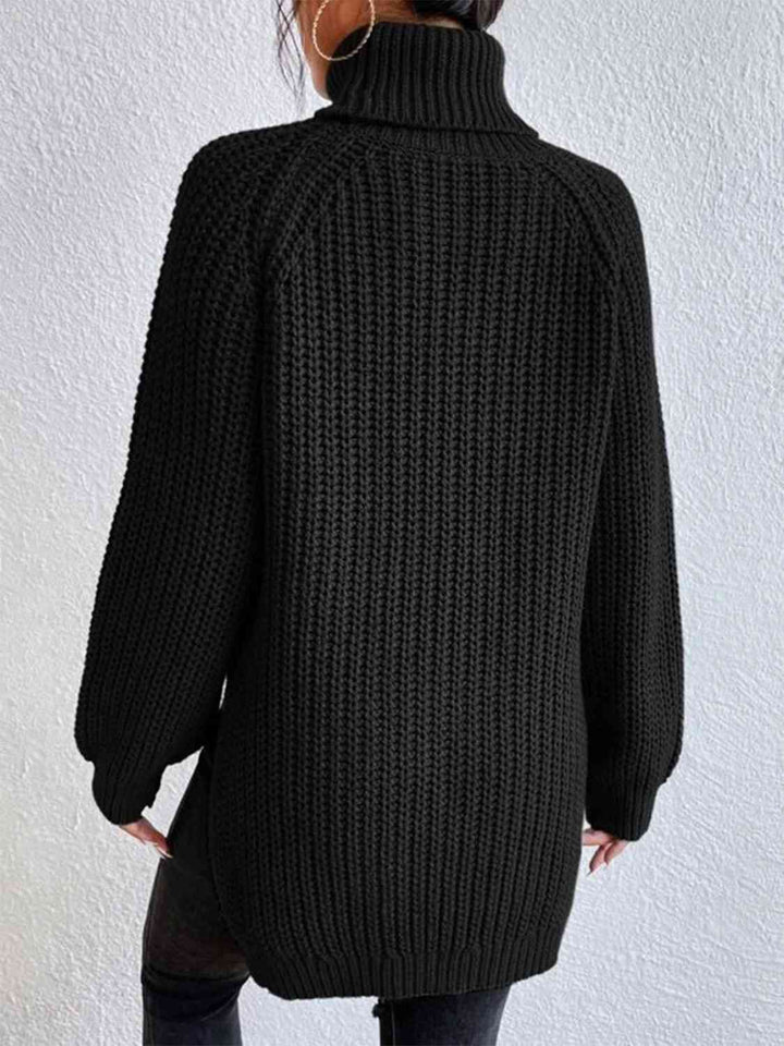 Angela Pull Femme Pull à Col Roulé Côtelé avec Fente Latérale Chic pour Automne/Hiver Élégant, vue 9