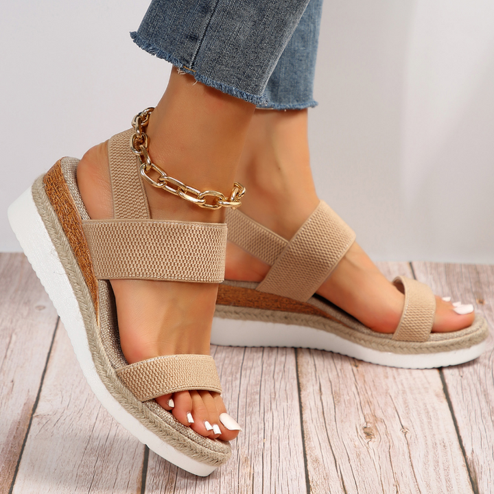 Anna Sandales à Plateau Femme Brides Élastiques & Sandales d'Été Confortables au Look Stylé