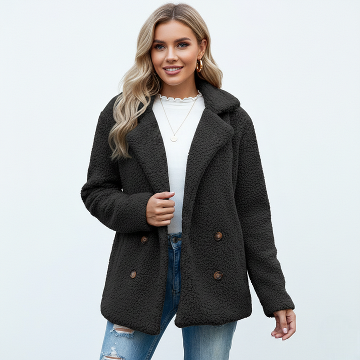 Alina Manteau Teddy Femme Veste Réversible Douce avec Col Revers et Fermeture à Boutons, vue 7