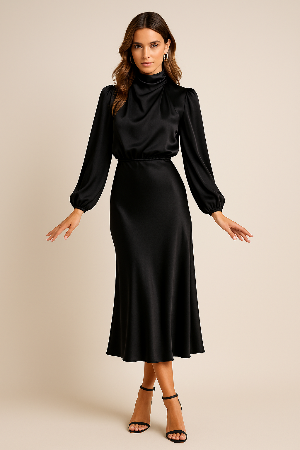 Philippine Robe midi élégante avec col roulé pour les mariages et les réceptions Femme