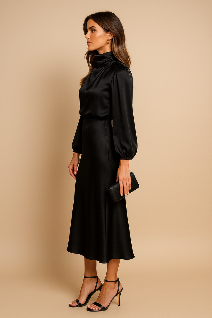 Philippine Robe midi élégante avec col roulé pour les mariages et les réceptions Femme