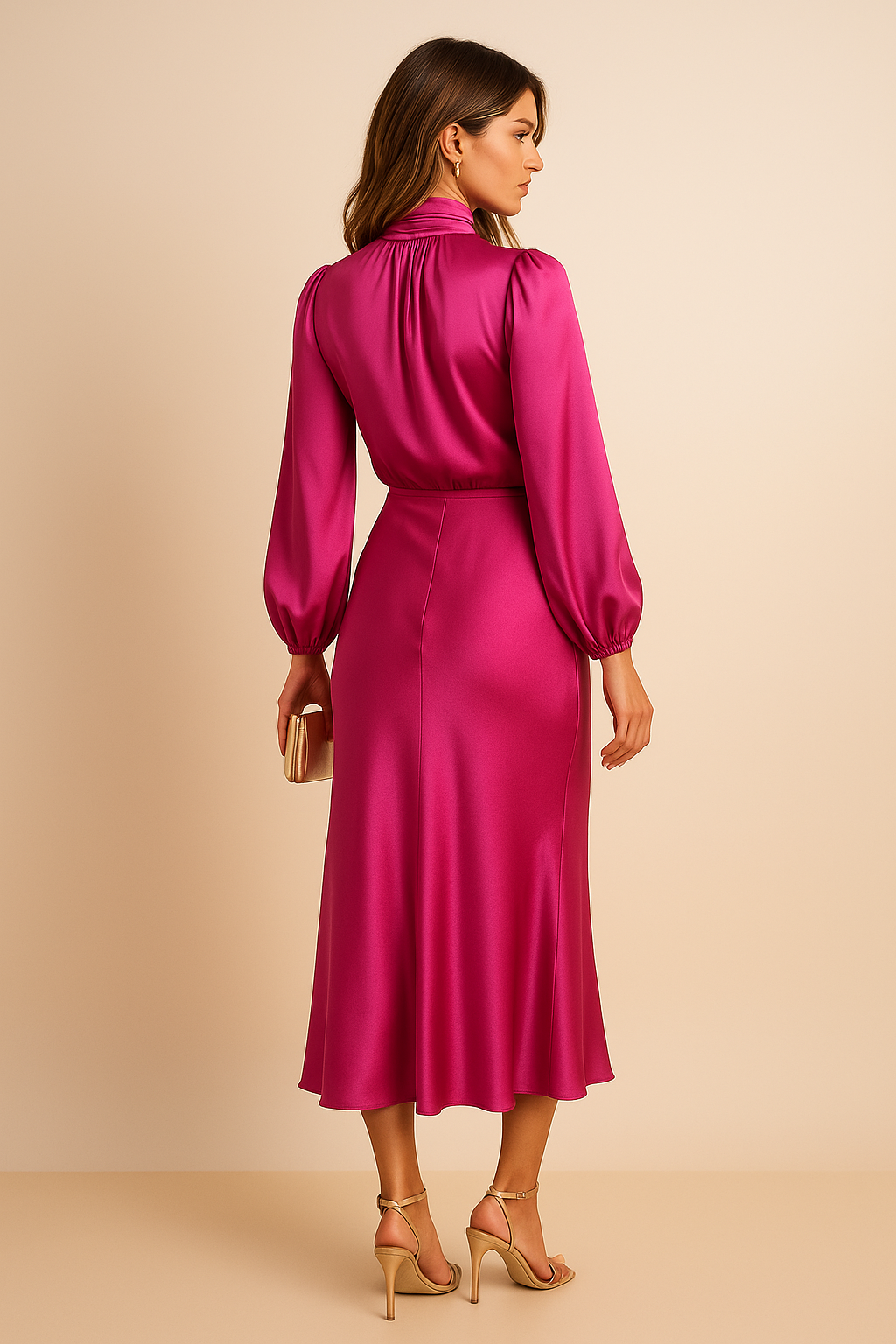 Philippine Robe midi élégante avec col roulé pour les mariages et les réceptions Femme
