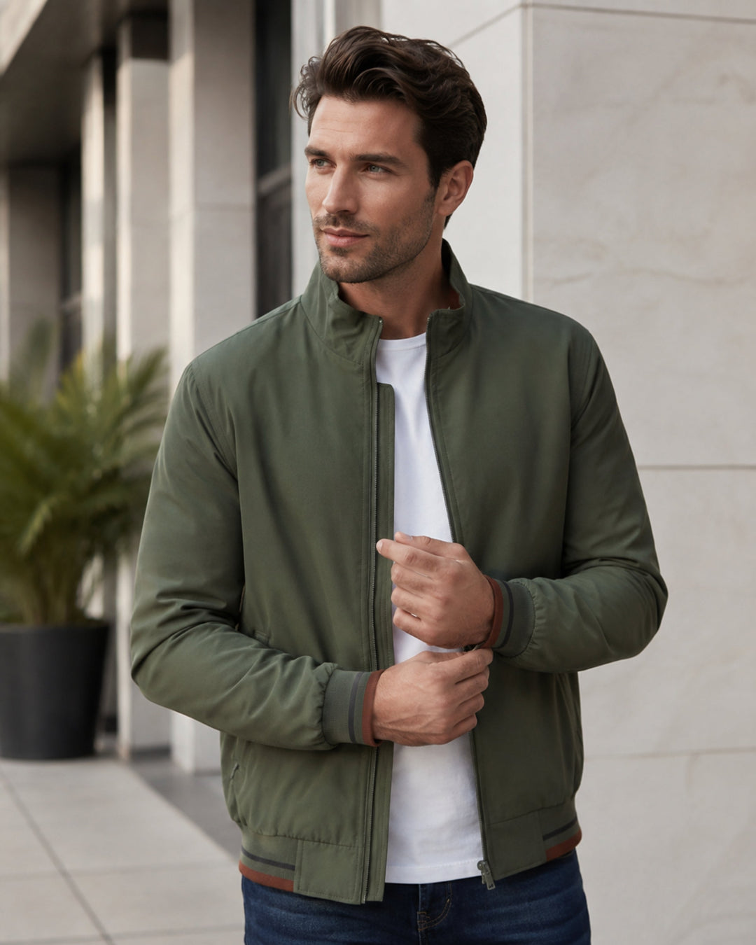 Caspian Veste Légère Homme Fermeture Zippée, Détails Contrastés & Style Urbain