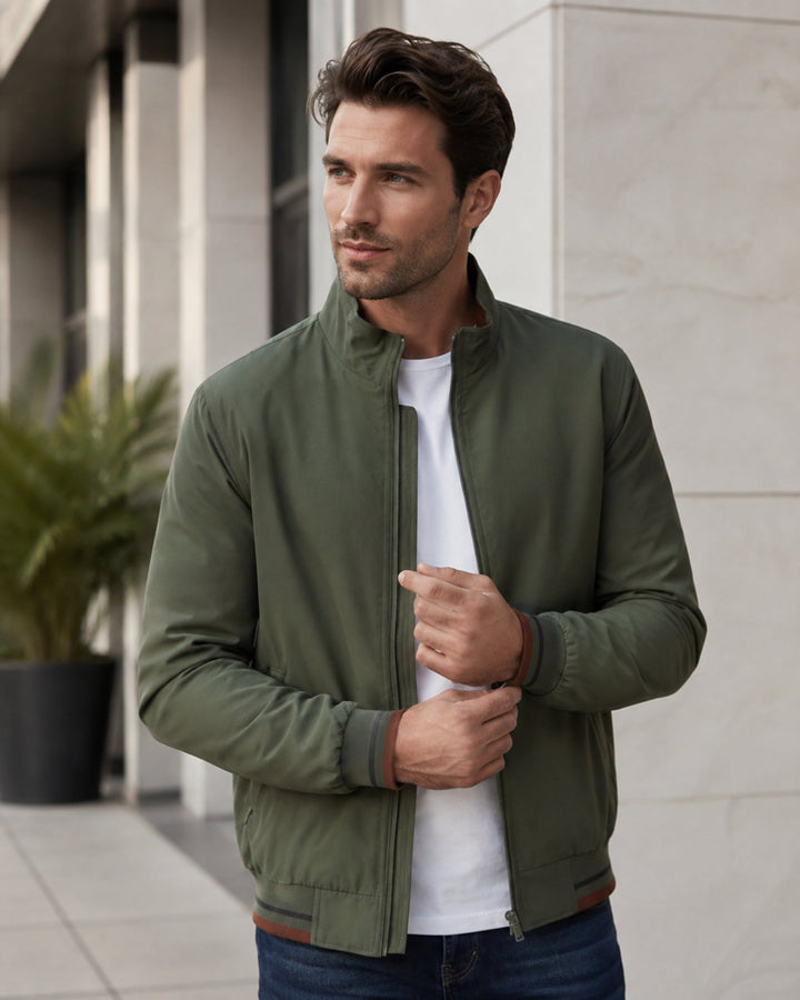 Caspian Veste Légère Homme Fermeture Zippée, Détails Contrastés & Style Urbain