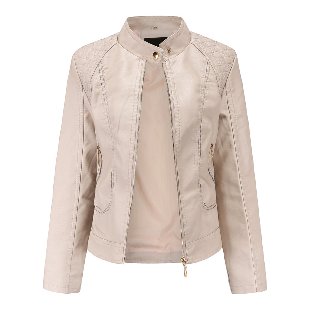 Janiyah Veste Femme en Cuir Col Montant Chic, Fermetures Éclair & Style Moderne Élégant, vue 3