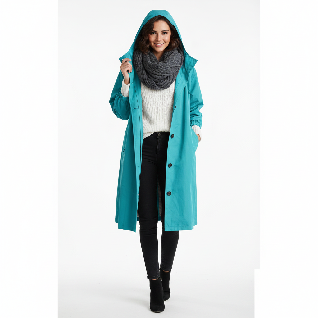 Arlyn Trenchcoat Femme Manteau Long Oversize avec Capuche & Coupe Élégante