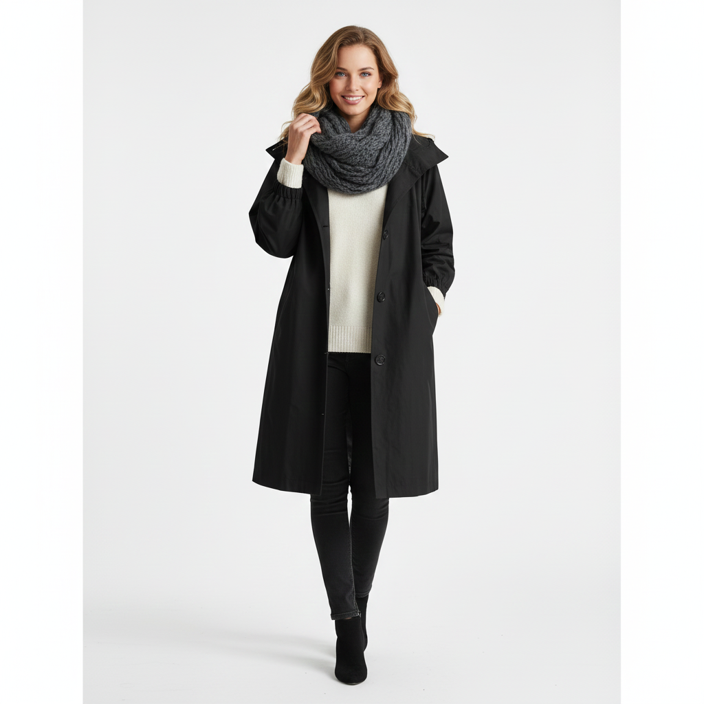 Arlyn Trenchcoat Femme Manteau Long Oversize avec Capuche & Coupe Élégante, vue 4