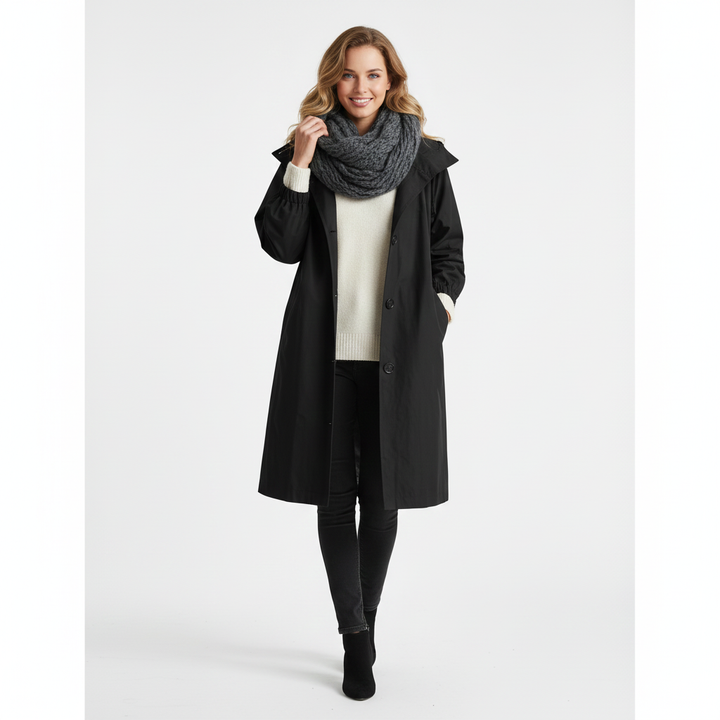 Arlyn Trenchcoat Femme Manteau Long Oversize avec Capuche & Coupe Élégante, vue 4
