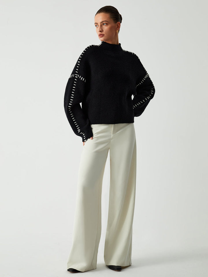 Kayla Pull Femme Pull Oversize à Col Montant en Maille Douce Chic & Confortable, vue 5
