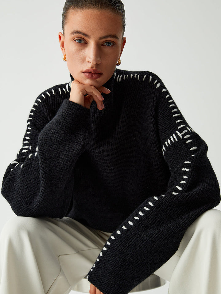 Kayla Pull Femme Pull Oversize à Col Montant en Maille Douce Chic & Confortable, vue 6