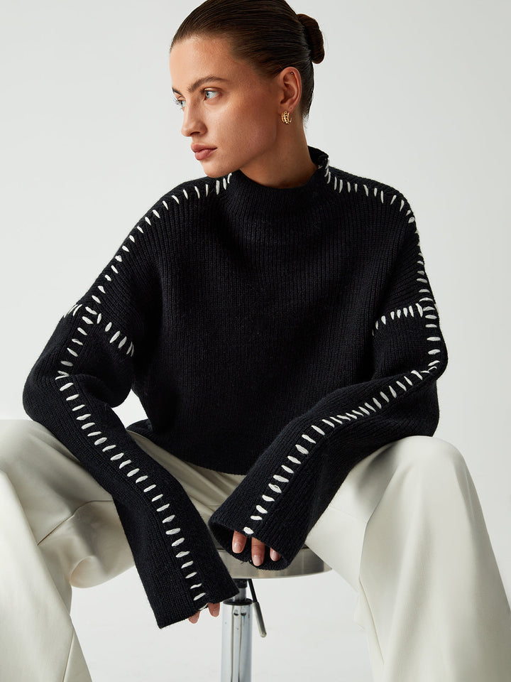 Kayla Pull Femme Pull Oversize à Col Montant en Maille Douce Chic & Confortable, vue 3