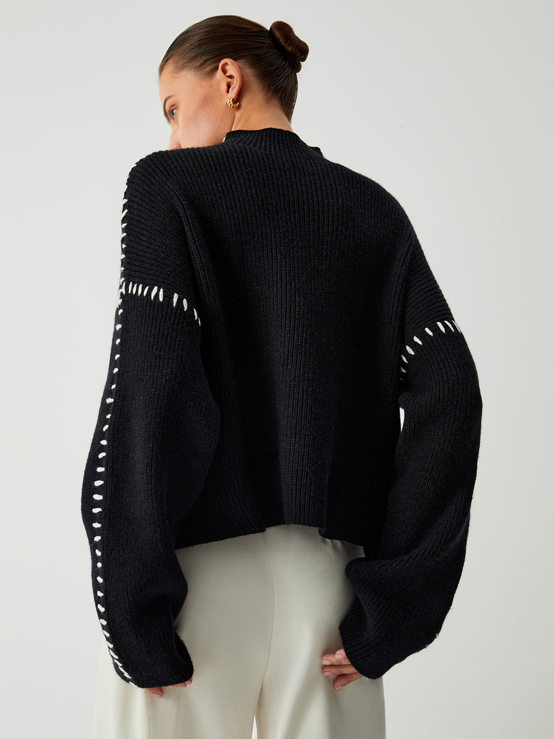 Kayla Pull Femme Pull Oversize à Col Montant en Maille Douce Chic & Confortable, vue 4