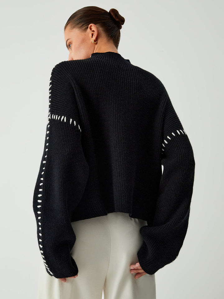 Kayla Pull Femme Pull Oversize à Col Montant en Maille Douce Chic & Confortable, vue 4