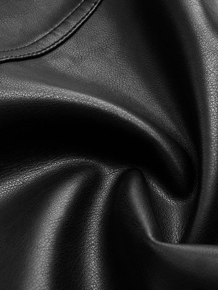 Sixtine Veste biker en simili cuir noir – coupe cropped asymétrique élégante Femme