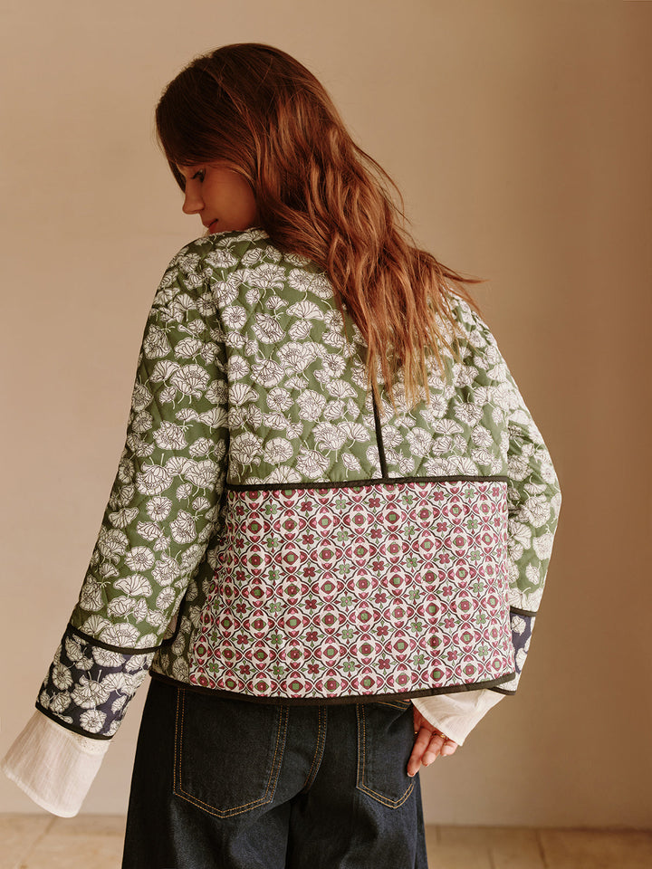 Lennox Veste Matelassée Fleurie Multicolore, Bohème et Traditionnel pour un Style Unique, vue 7