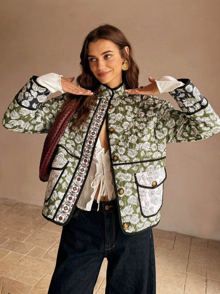 Lennox Veste Matelassée Fleurie Multicolore, Bohème et Traditionnel pour un Style Unique, vue 2