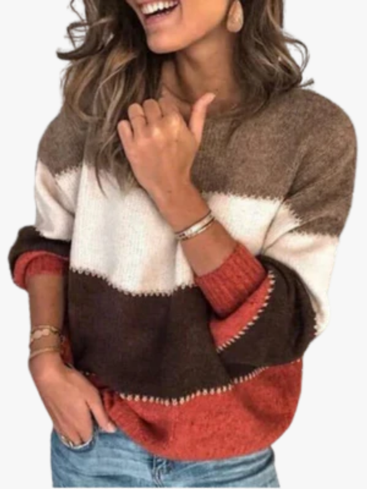 Pull Patchwork Rayé pour femme