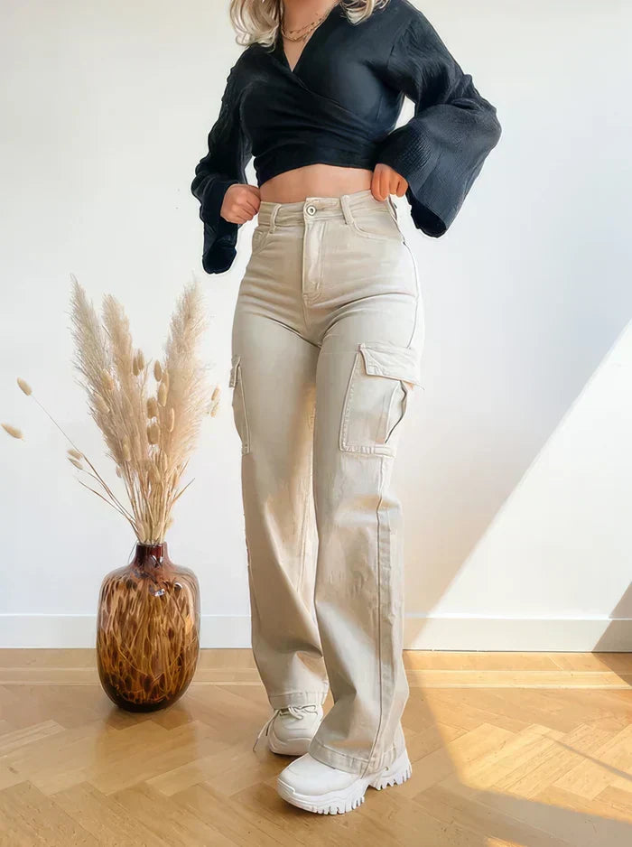 Paisley Pantalon Cargo Femme Pantalon Utilitaire Coupe Droite avec Multiples Poches pour Usage Quotidien & Activités Extérieures, vue 5
