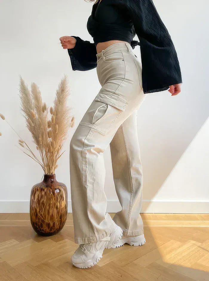Paisley Pantalon Cargo Femme Pantalon Utilitaire Coupe Droite avec Multiples Poches pour Usage Quotidien & Activités Extérieures, vue 4