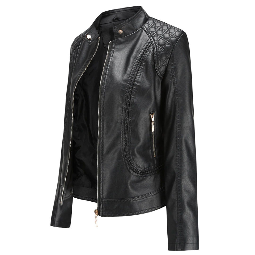 Janiyah Veste Femme en Cuir Col Montant Chic, Fermetures Éclair & Style Moderne Élégant, vue 6