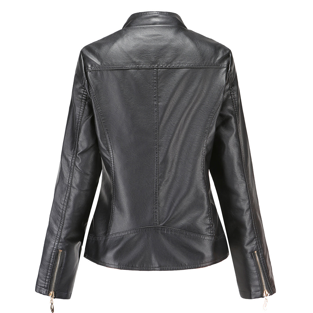 Janiyah Veste Femme en Cuir Col Montant Chic, Fermetures Éclair & Style Moderne Élégant, vue 10