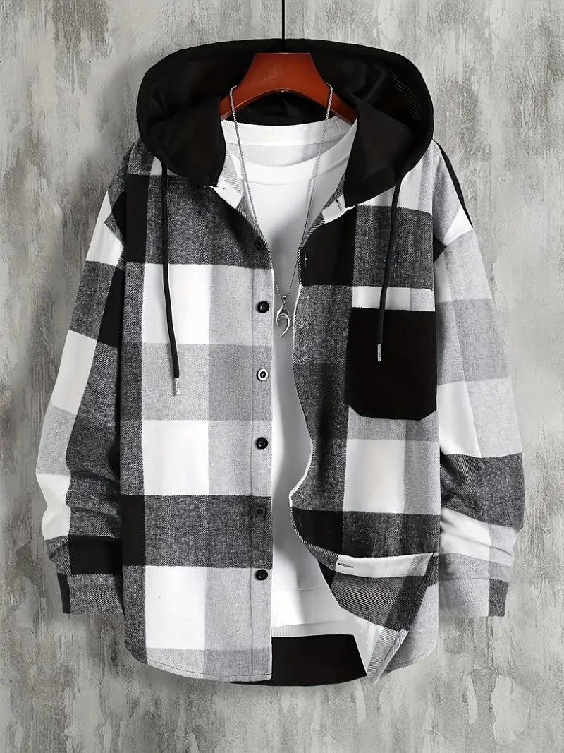 Mason Veste à Capuche Homme Motif Carreaux Tendance & Coupe Décontractée Confortable