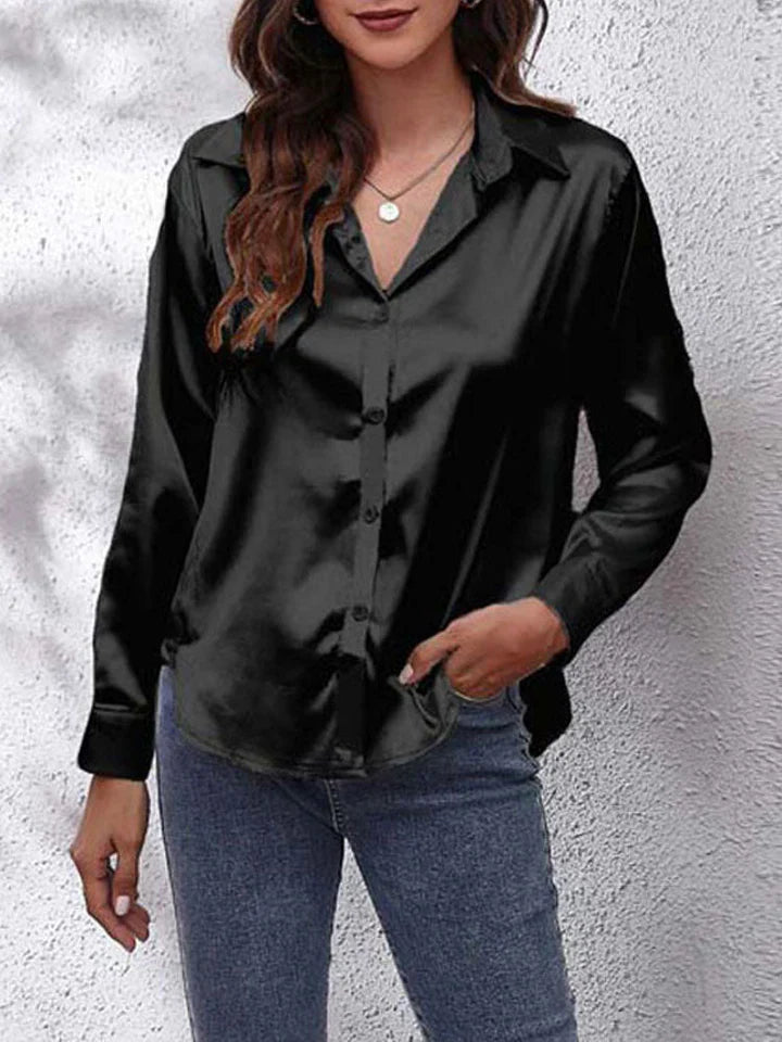 Marceline Blouse satinée à manches longues élégantes Femme
