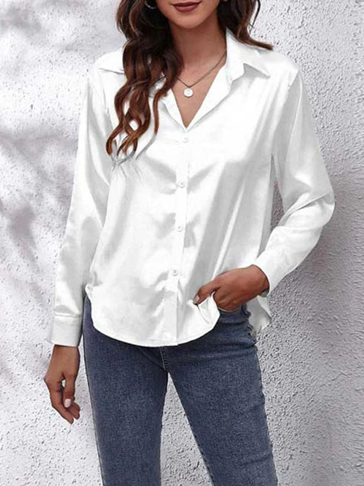 Marceline Blouse satinée à manches longues élégantes Femme